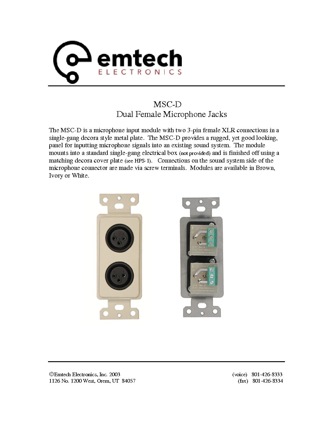 MSC-D - Dual Female Microphone Jacks - Image 3